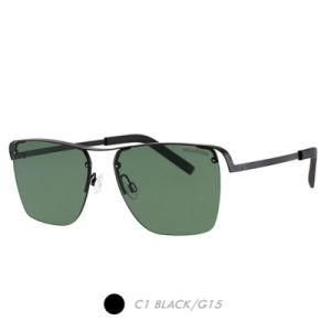 Metal&Nylon Polarized Sunglasses, High Bridge Police Square Frame M6028-01