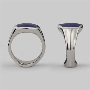 Inlaid Signet Ring Stainlss Steel Lapis Men Finger Ring