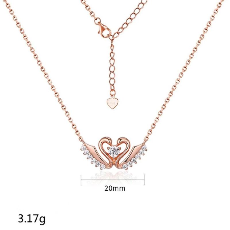 Romantic Light Luxury Pink Zirconium 925 Sterling Silver Necklace Female Diamond Leaf Pendant Necklace