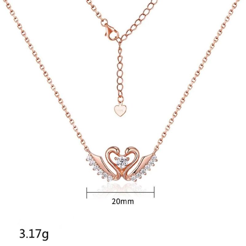 Romantic Light Luxury Pink Zirconium 925 Sterling Silver Necklace Female Diamond Leaf Pendant Necklace