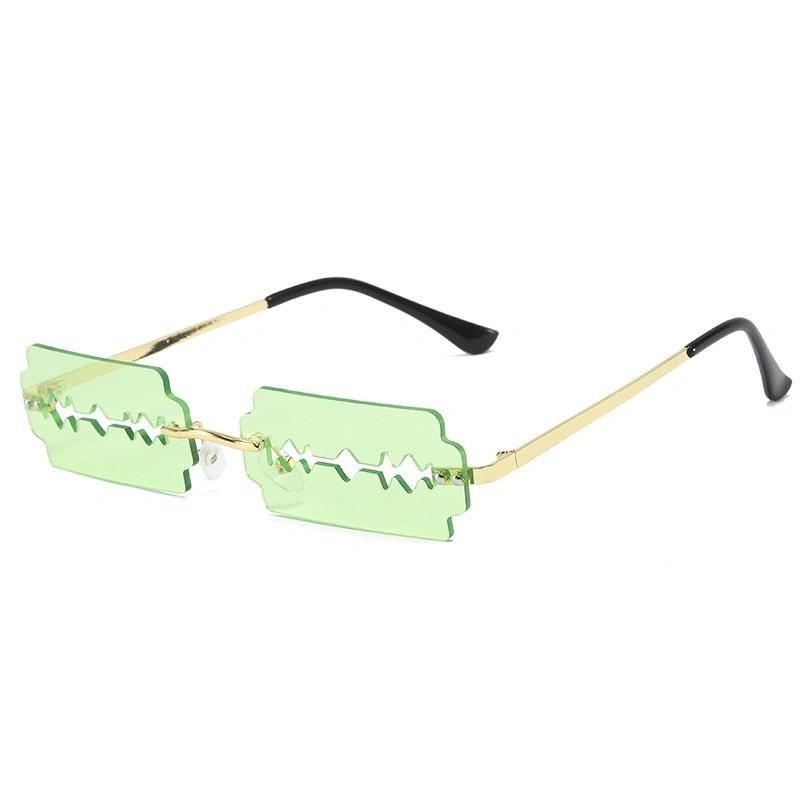 New Blade Styling Cool Personality Rimless Cut Sunglasses Trend Dazzle Color Sunglasses