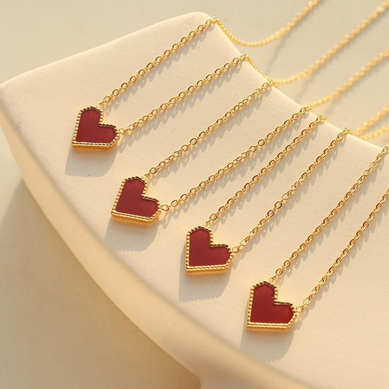 Fashion Jewelry Necklace Titanium Steel 18K Gold Heart Necklace