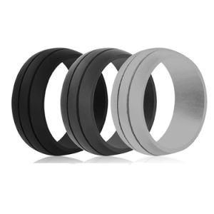 Silicone Rings for Men and Women Step Edge Rubber Wedding Bands 8.3mm Wide