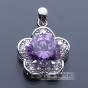 Popular Fashion Solid 925 Sterling Silver Pendant Gift with Amethyst Stone