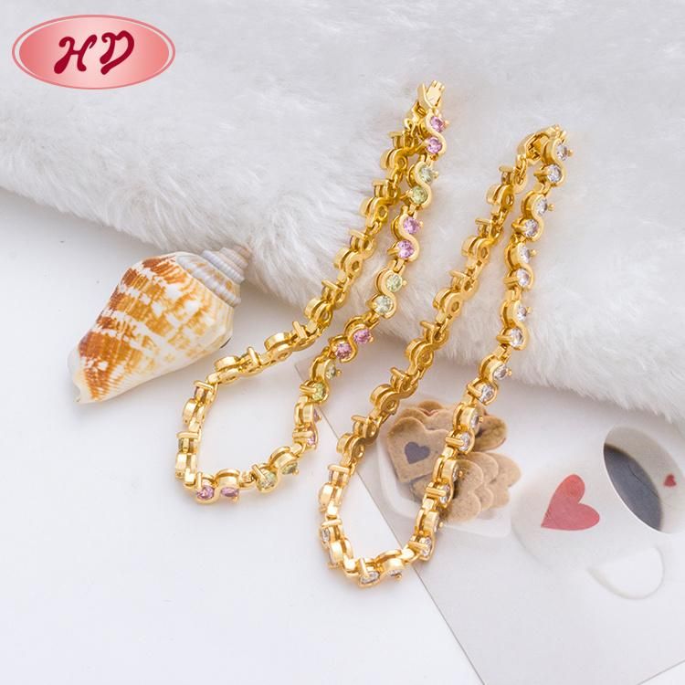 Fashion Jewelry Crystal Copper Ladies Gold Bracelets for Wedding Wear