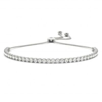 Gold Plated Cubic Zirconia Tennis Classic Shiny Chain Adjustable Bracelet with Slider