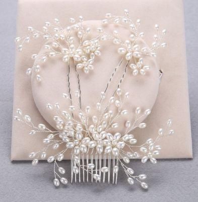 Bridal Wedding Full Pearl Hair Comb Hair Pin Hair Vines. Bridal Hair Comb Headpiece