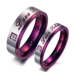 Exclusive 316L Stainless Steel Purple Plated Engagement Ring Jewelry