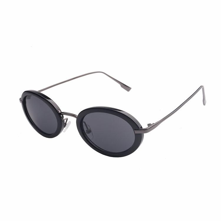 Retro Style Round PC Frame with Metal Temple Sunglasses