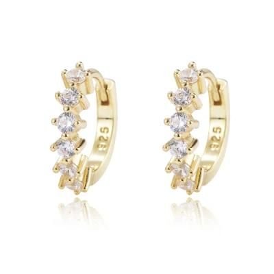 2022 New Arrivials Shiny Minimal Huggie 925 Silver Jewellery Round CZ Hoop Decoration Women Earrings