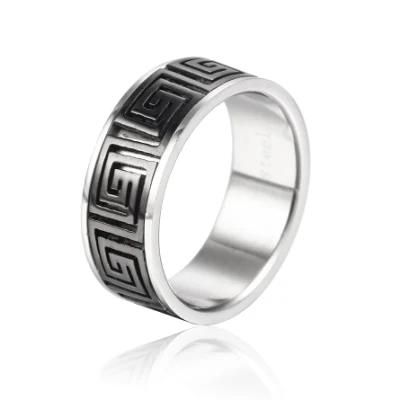 316L Stainless Steel Ring Black Great Wall Smooth Titanium Ring for Men and Women
