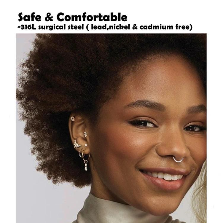 Bright Shine Hypoallergenic Surgical Stainless Steel Jewelry Body Piercing Jewelry Hinged Nose Ring Segment Clicker