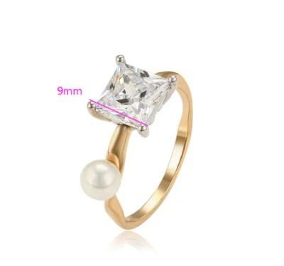 Elegant and Charming Temperament Big Diamond Pearl Multi-Color Couple Wedding Ring