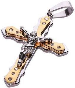 Two Tone Plating Pendant/Cross