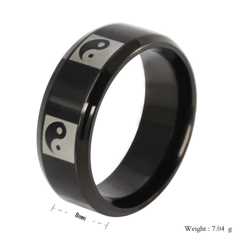 Souvenirs Simple Men′s Jewelry Silver China Yinyang Ring for Gift