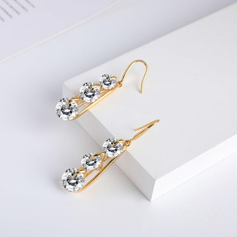 Big Shinny Crystal Dangle Earrings Gold Color Geometry Drop Earrings for Women Long Earring Jewelry Brincos