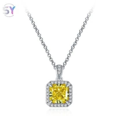 fashion Accessories Square 7mm*7mm Cubic Zirconia18K White Gold Plated Halo Pendant Necklace Diamond Pendant