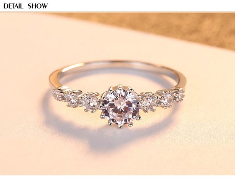 Classical 925 Sterling Silver Ring with White Round CZ