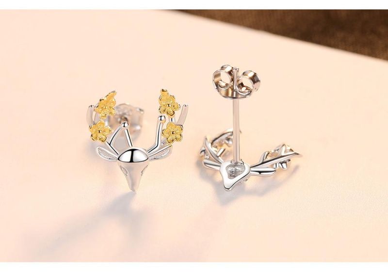 Fashion Jewelry Elk Earring Stud with Yellow Flower