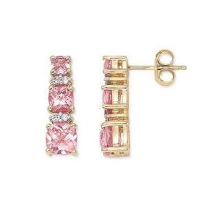 Gold Plated 925 Sterling Silver Pink CZ Stone Earring