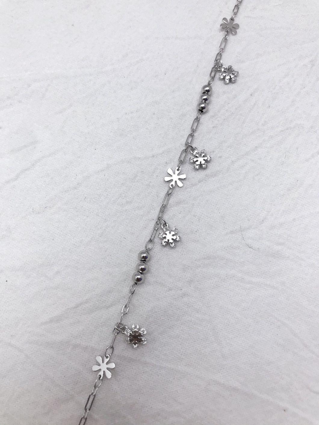 OEM Custom 925 Silver Fashion Jewelry Snowflakes Flowers Anklet