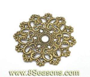 Antique Bronze Filigree Flower Wraps Connectors 4.7x4.7cm (1-7/8&quot;x1-7/8&quot;) (B16286)