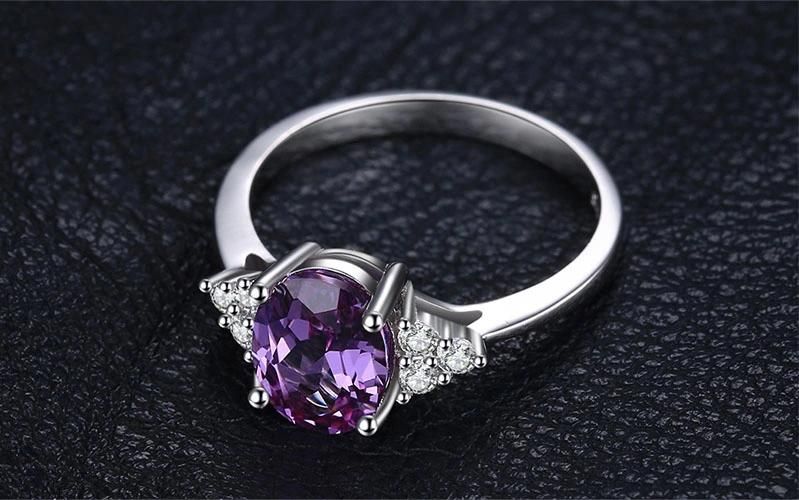 Wholesale 925 Sterling Silver Jewelry Created Gemstone Amethyst Ring Jewelry Set