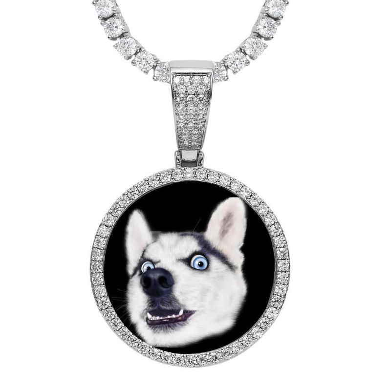 European American Custom Photo Memory Frame Medal Pendants Hip Hop Jewelry Necklace with Picture