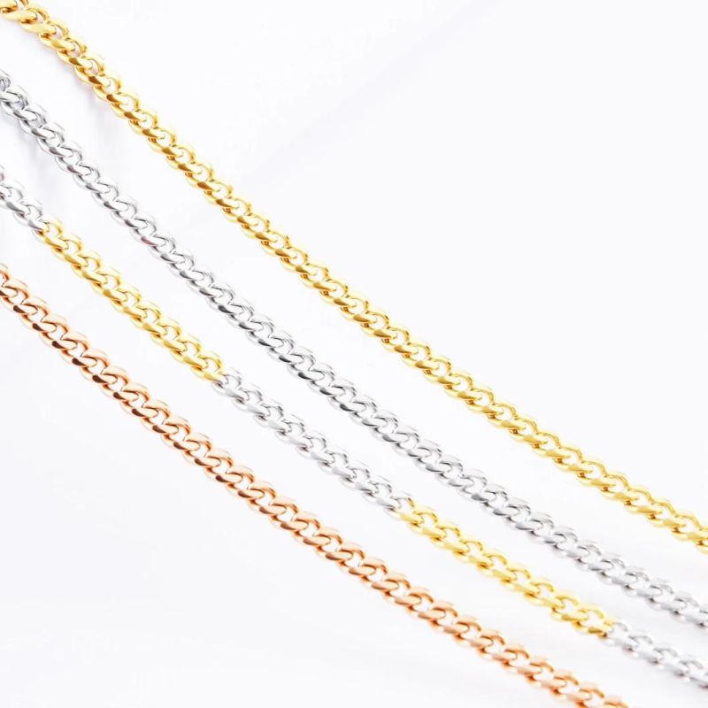 Fashion Accessoreis 18K Gold Plated Hip Hop Necklace Curb Six Facted Polised Chain Jewelry for Bracelet Anklet Necklace Design