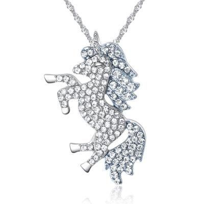 Microset Covered with Drill Unicorn Pendant Creative Tianma Necklace