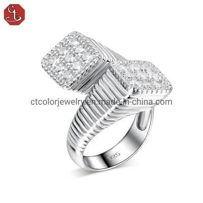 Private Custom Fashion Jewelry Plain Silver White CZ Ring for Women