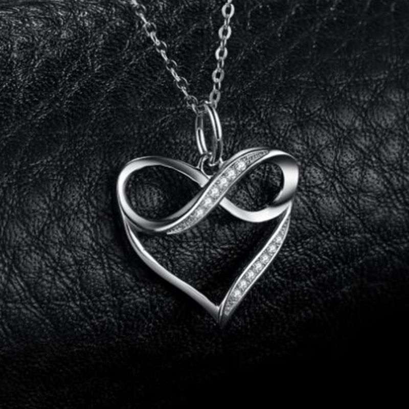 925 Sterling Silver Jewelry Love Infinity Heart Pendant Necklace Fashion Jewelry Wholesale