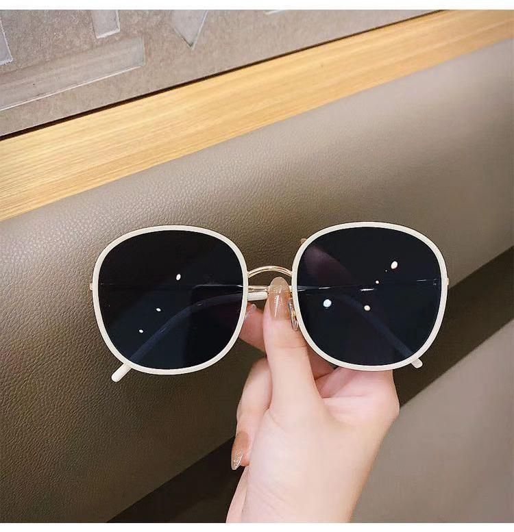 Glasses European and American Trend Sunglasses Net Red Rice White Main Color Metal Glasses Personality Street Shooting Big Frame Ladies Sunglasses