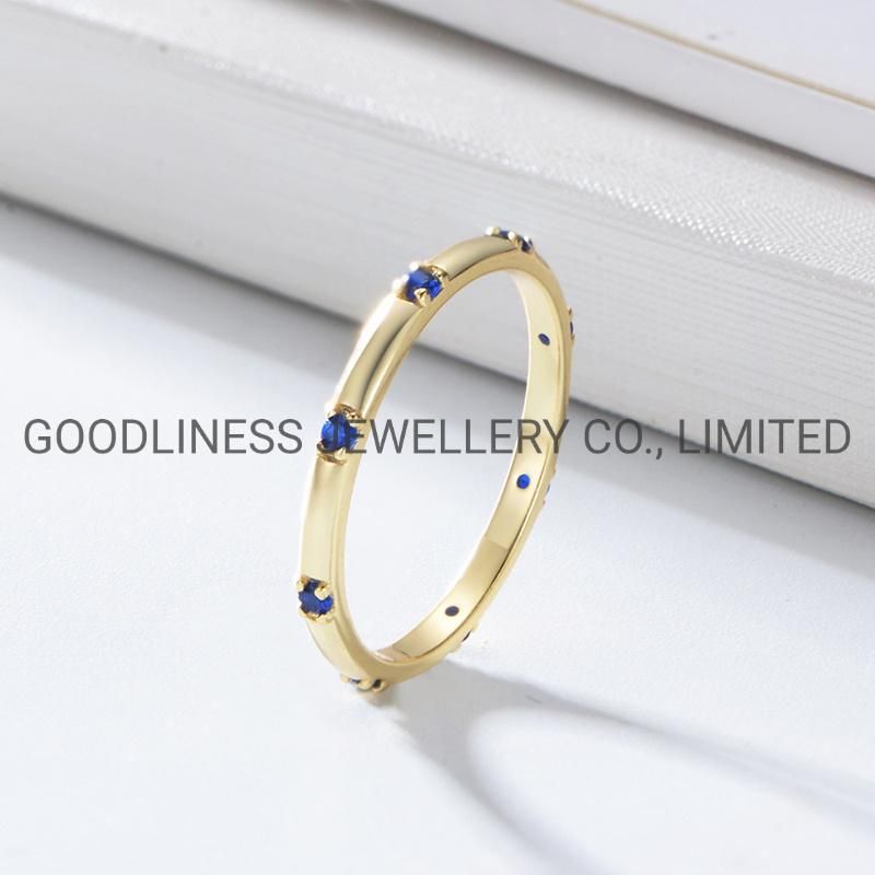 925 Sterling Silver Fine Jewelry Color Stone CZ Women Rings