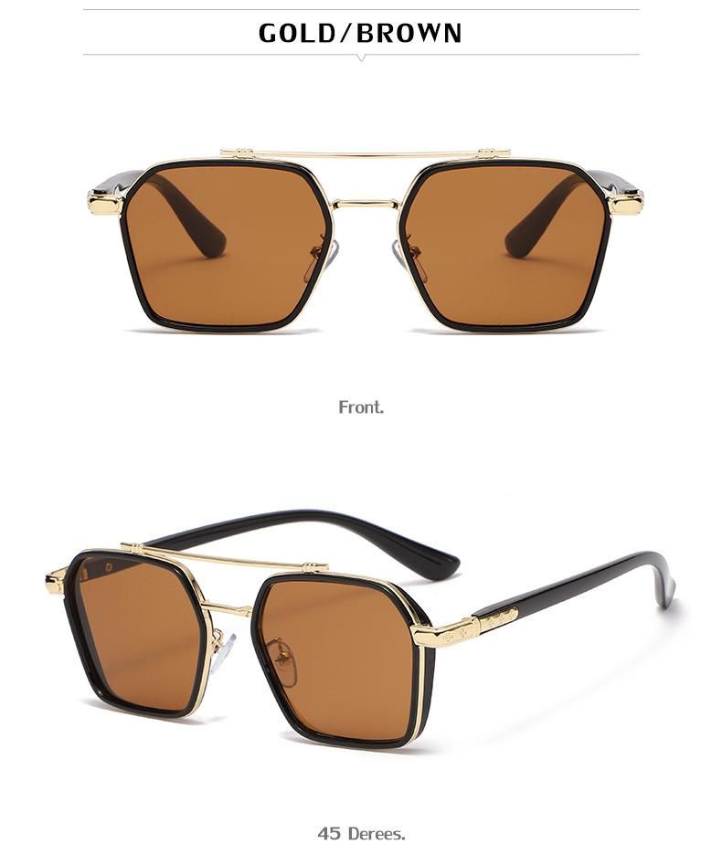2022 Wholesale High Quality Glasses Polygon Metal Frame Sunglasses Fashion Classic UV400 Travel Sun Glasses