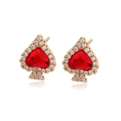 Fashion Jewelry Dubai 18K Gold-Plated Fashion Luxury Vintage Red Peach a Crystal Earrings
