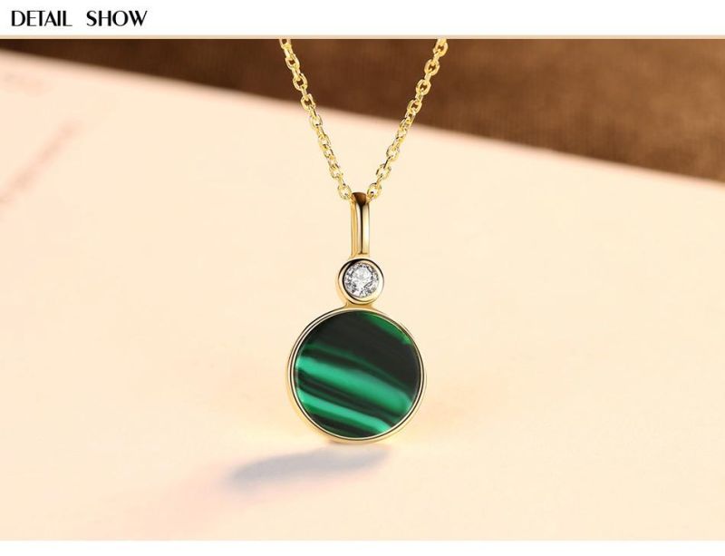 Fashion 925 Sterling Silver Jewelry Charm Necklace with Malachite