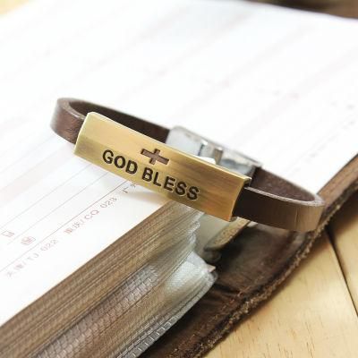 Top Quality Creative Cross Leather Bracelet Christian Jewelry for Bb-Y-0002