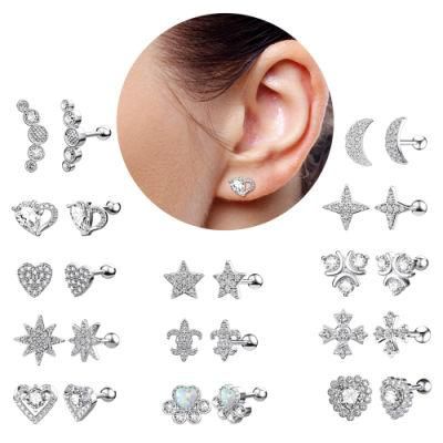 316L Surgical Steel Moon&Star Cartilage Earrings Series Body Piercing