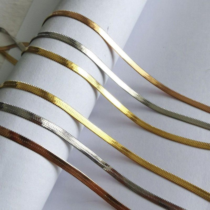 Wholesale Gold Plated Fashion Jewelry Ultra Thin Herringbone Necklace for Costume Jewellery