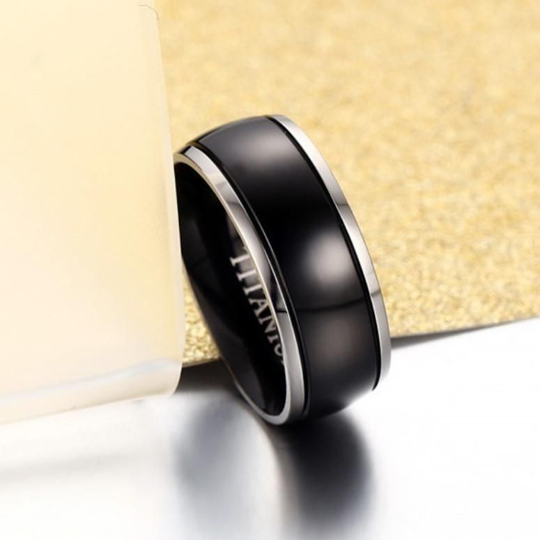 Fashion Accessories Black Plating Solid Titanium Band High Polished Titanium Ring Jewelry Titanium Wedding Ring Tr1997