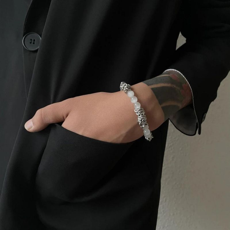 Manufacturer Custom Men Fashion Bracelet High Quality Waterproof 2022 Jewelry New Fashion Stainless Steel Bracelet Opal Chain