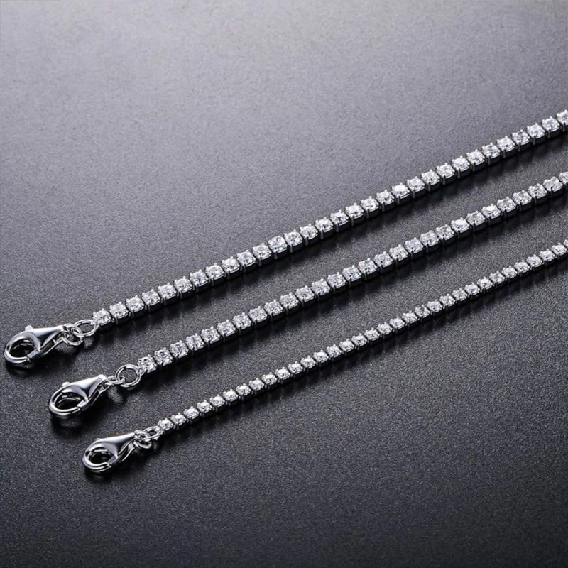New Fashion 925 Sterling Silver Jewelry Rhodium Plated Gem Stone Cubic Zirconia CZ Gemstone Chain Tennis Bracelet for Women