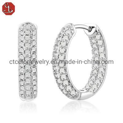 White Cubic Zircon 925 Sterling Silver Earrings Fashion Jewelry for Women