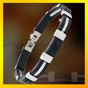 Mens Sports Rubber and Stailess Stee Bracelet