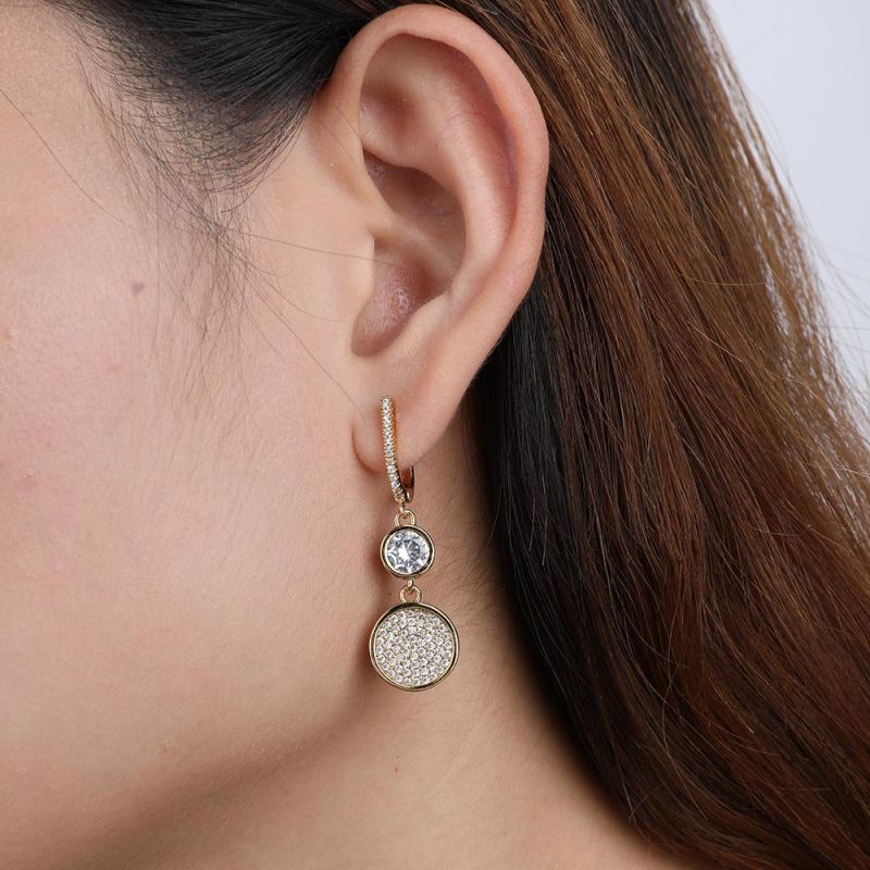 Fashion Elegant Shiny Stainless Steel Stud Earrings for Women Party Wearing Big Cut Multi Colors Zircon Crystal Earrings