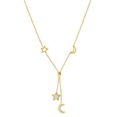 Manufacturer Customized Fashion Jewelry High Quality Waterproof Minimalist Jewelry New Gold Necklace Star Moon Jewelry