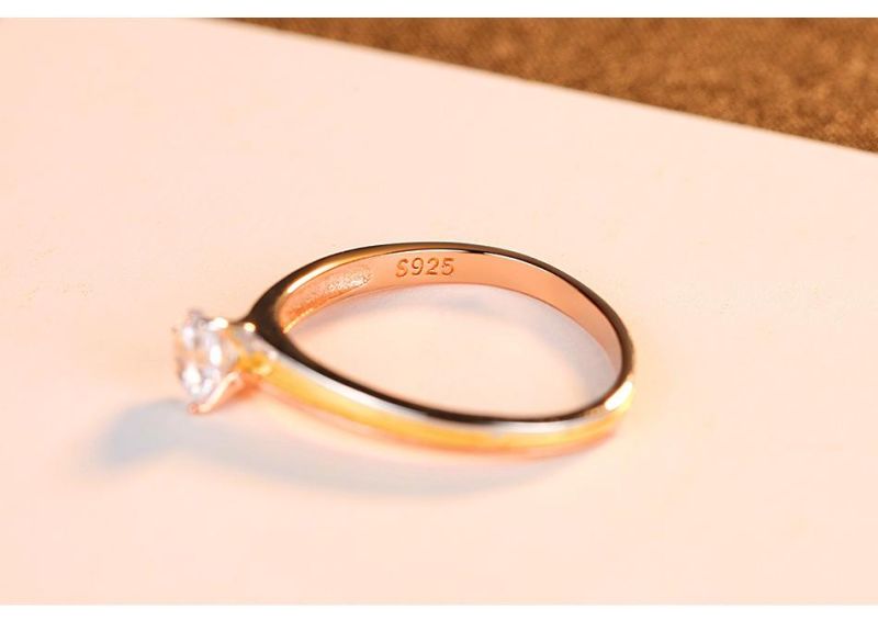 Golden Silverring for Bridal with Moissanite Diamond