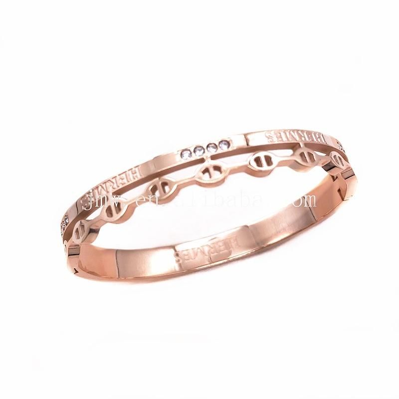 Classic Engraving Jewelry Women Stainless Steel Belt Silver Bracelet 18K Gold Love Valous Bangle Male Jewelry