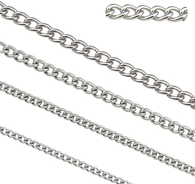 Stainless Steel Twisted Cross Curb Chain Necklace for Women Men Jewelry